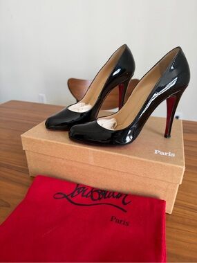 Christian Louboutin Black Patent Decolette 100 Pumps